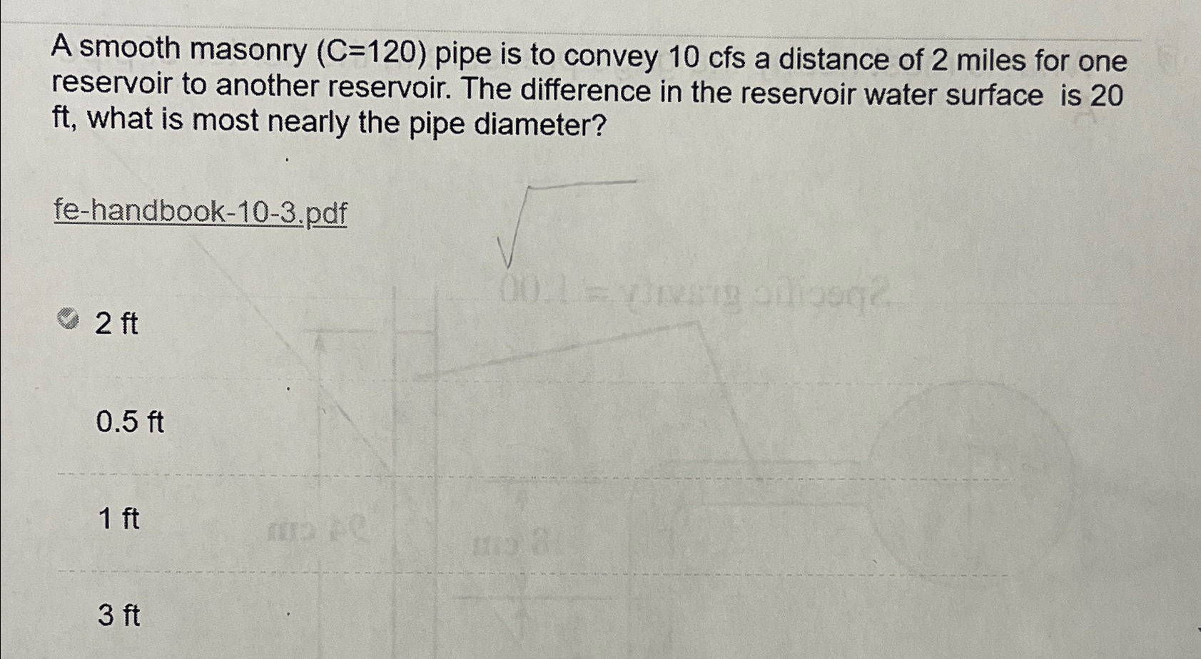 A smooth masonry ) = ( 1 2 0 pipe is to convey 1