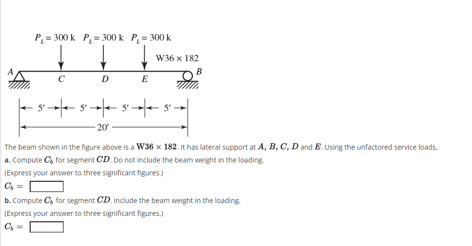 The beam shown in the figure above is a W 3 6 1 8