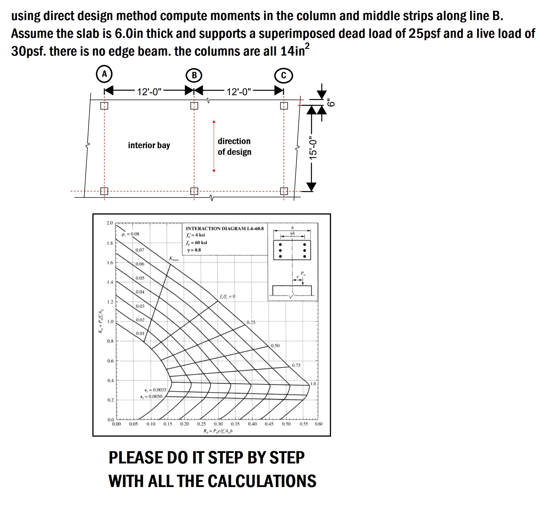 using direct design method compute moments in the