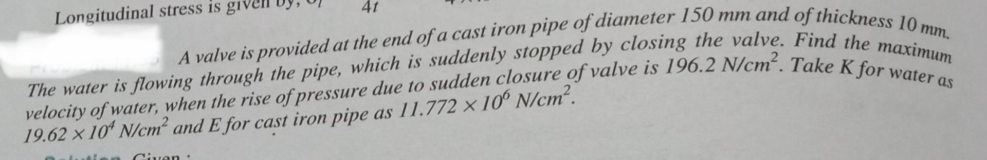 A valve is provided at the end of a cast iron