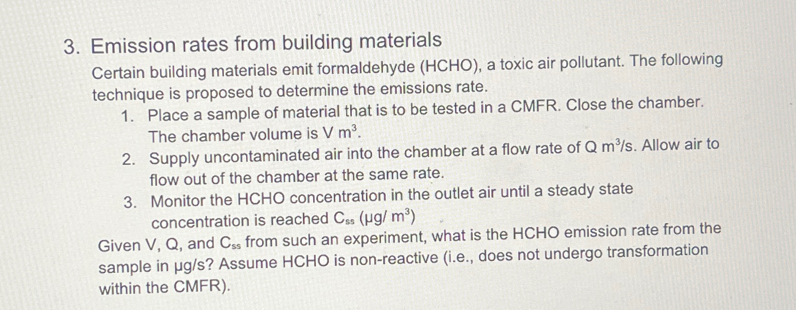 Emission rates from building materials Certain