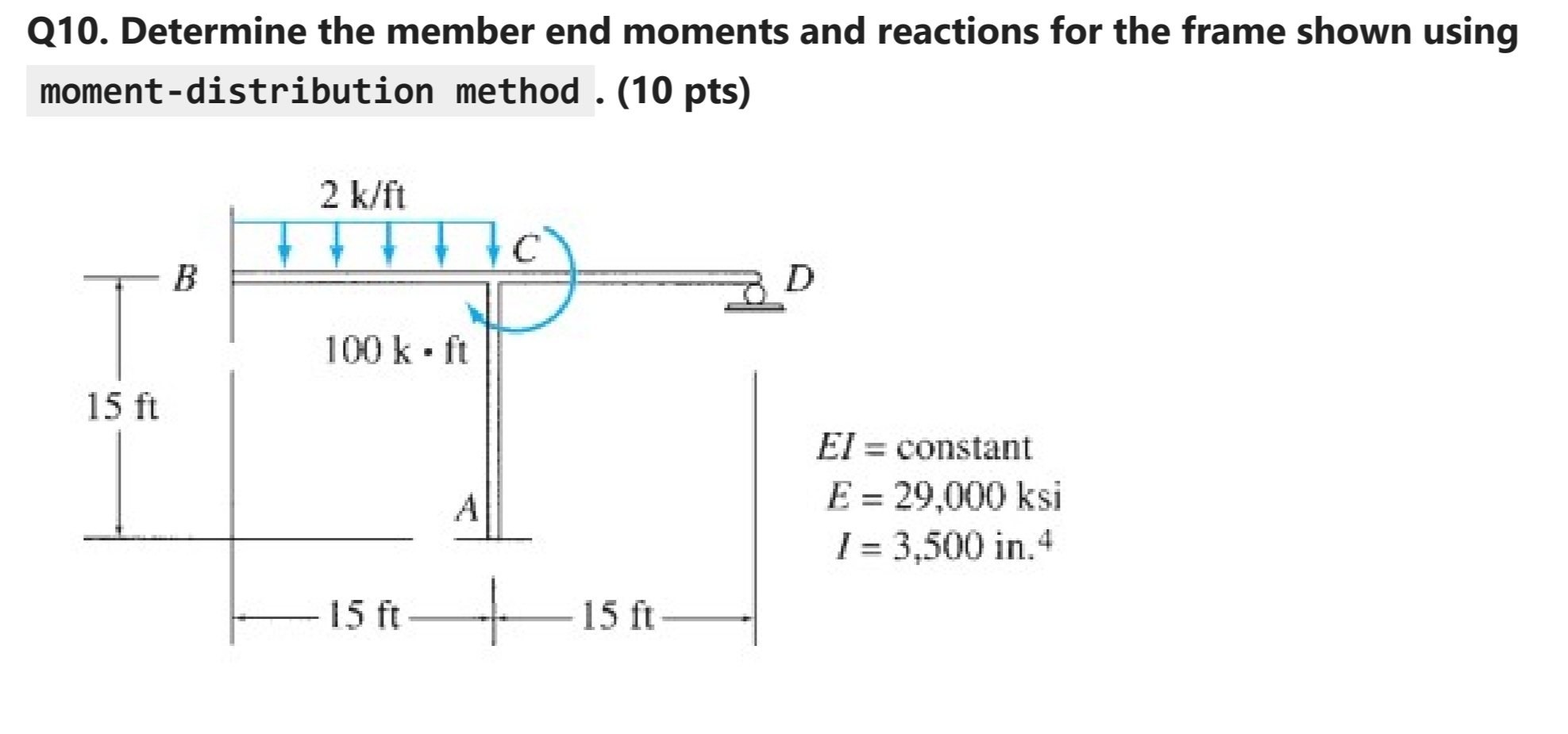 Q 1 0 . Determine the member end moments and