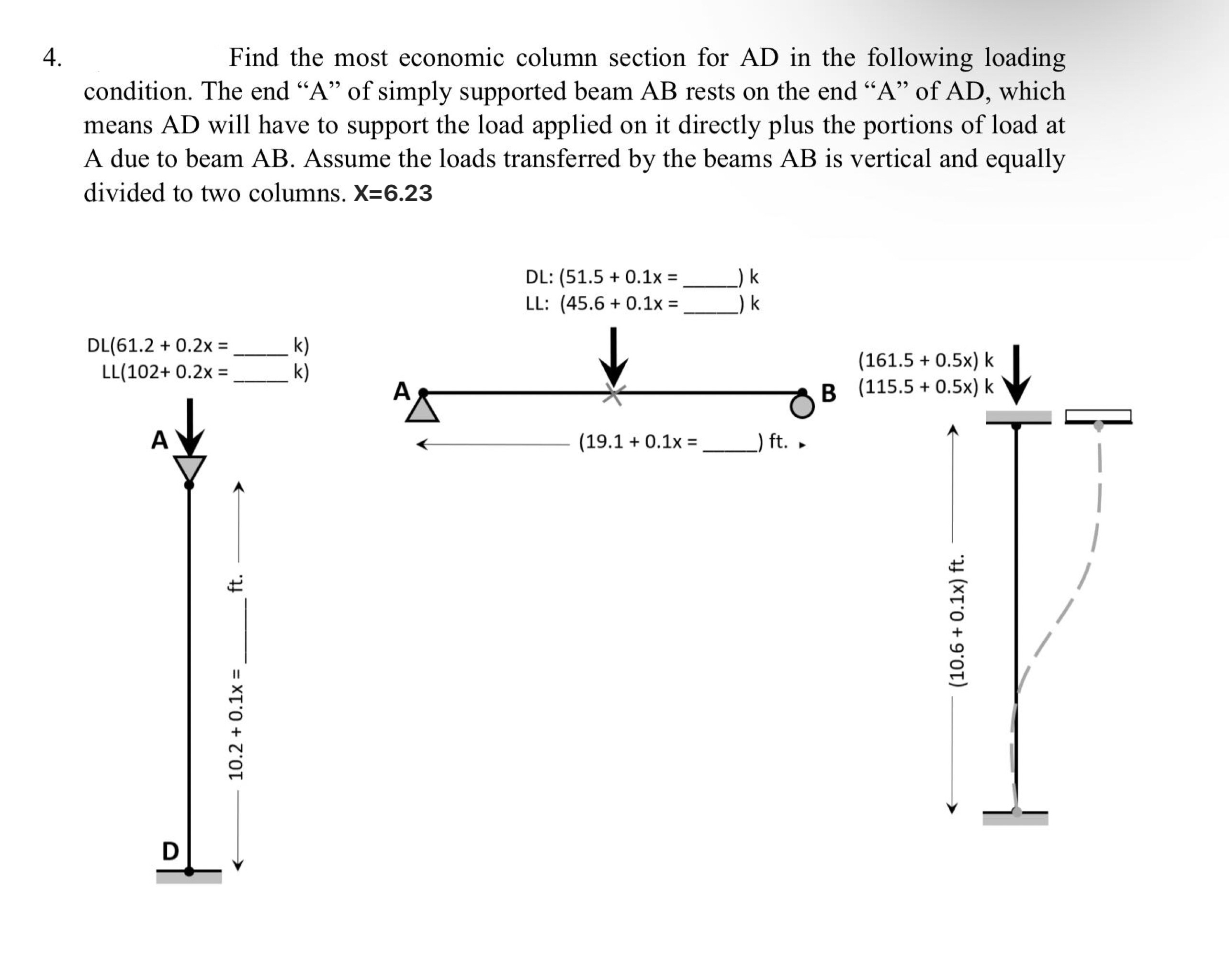 Find the most economic column section for A D in