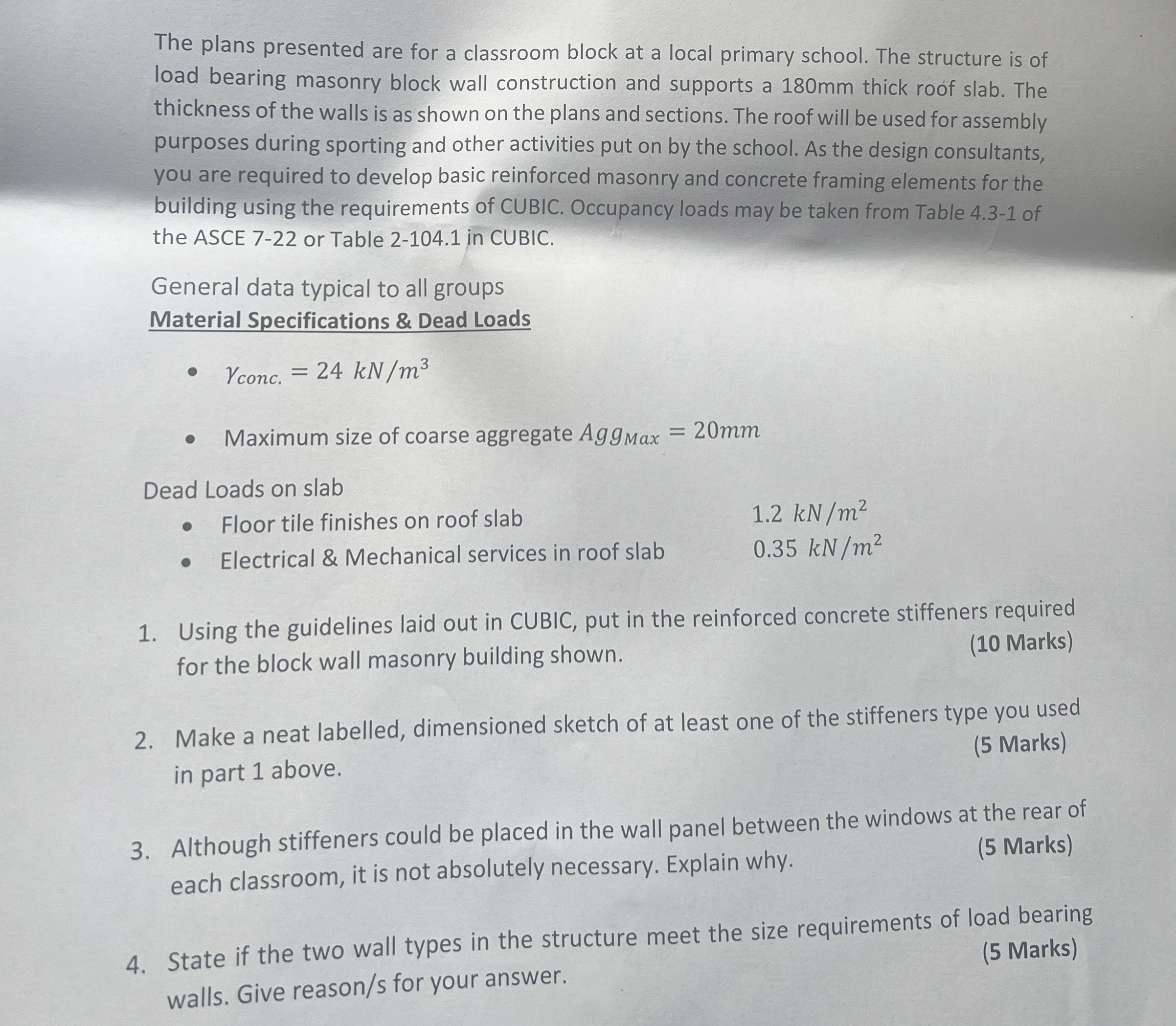 The plans presented are for a classroom block at