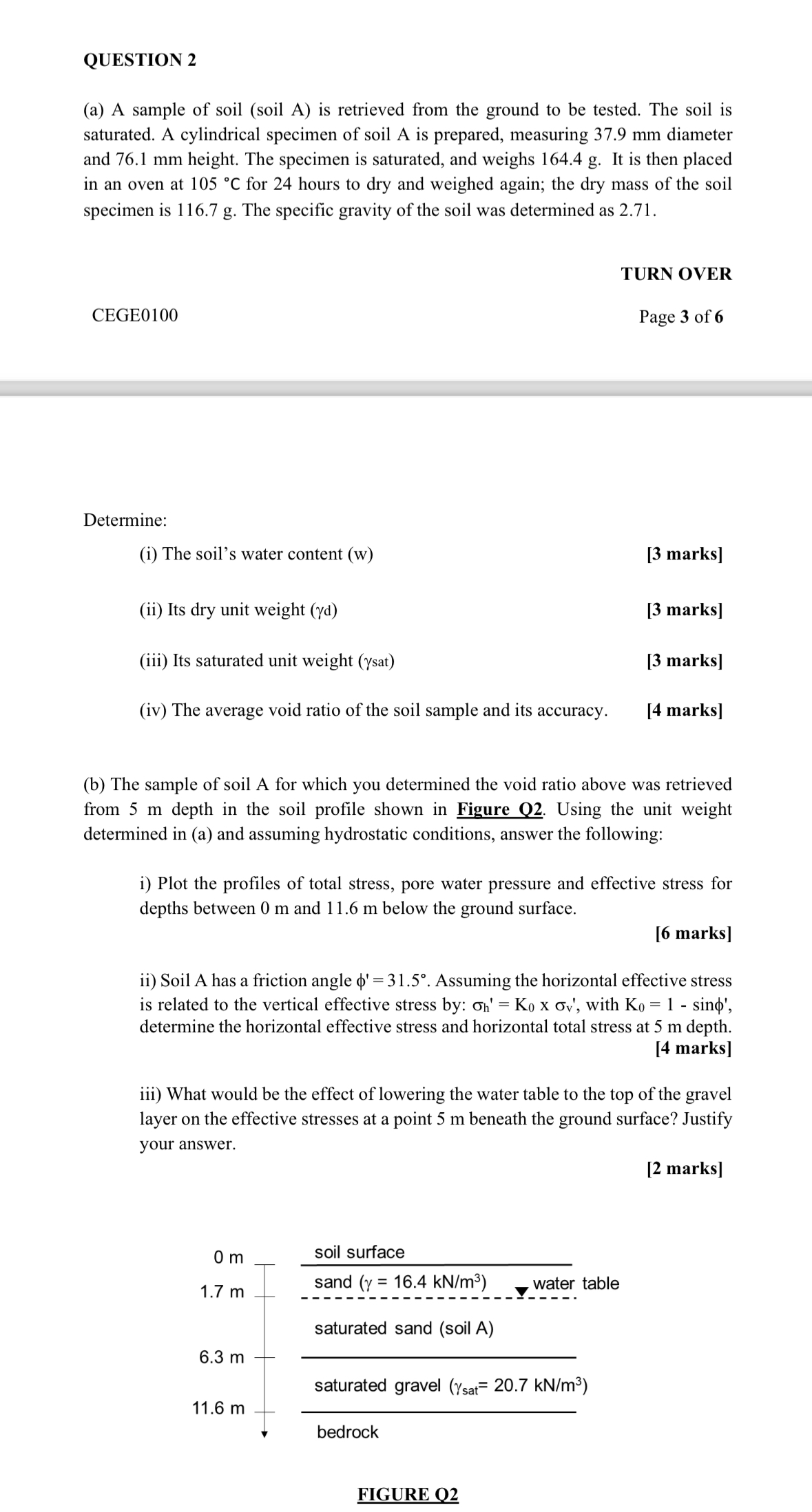QUESTION 2 ( a ) A sample of soil ( soil A ) is