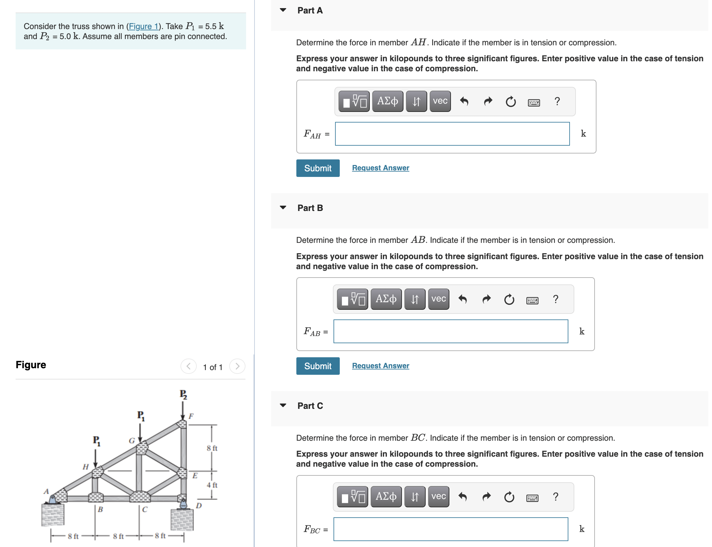Part A Consider the truss shown in ( Figure 1 ) .