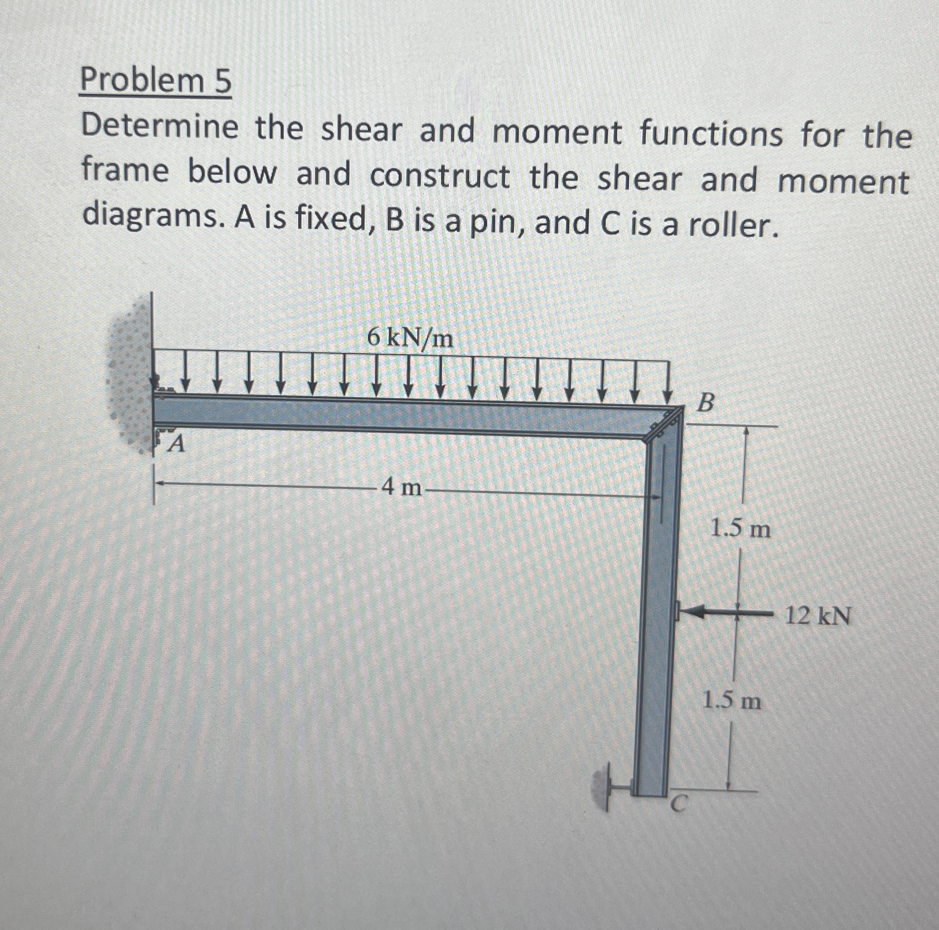 Problem 5 Determine the shear and moment
