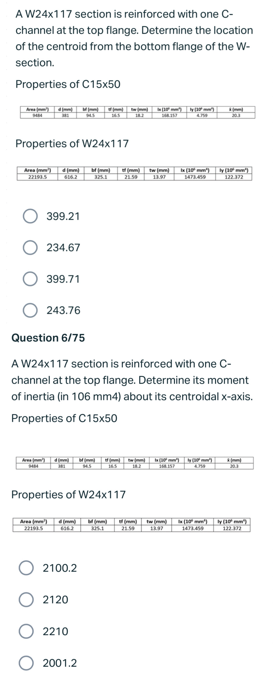 A W 2 4 x 1 1 7 section is reinforced with one