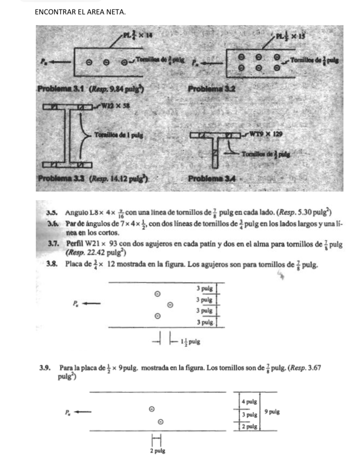 ENCONTRAR EL AREA NETA. 3 . 5 . Angulo L 8 4 2 1