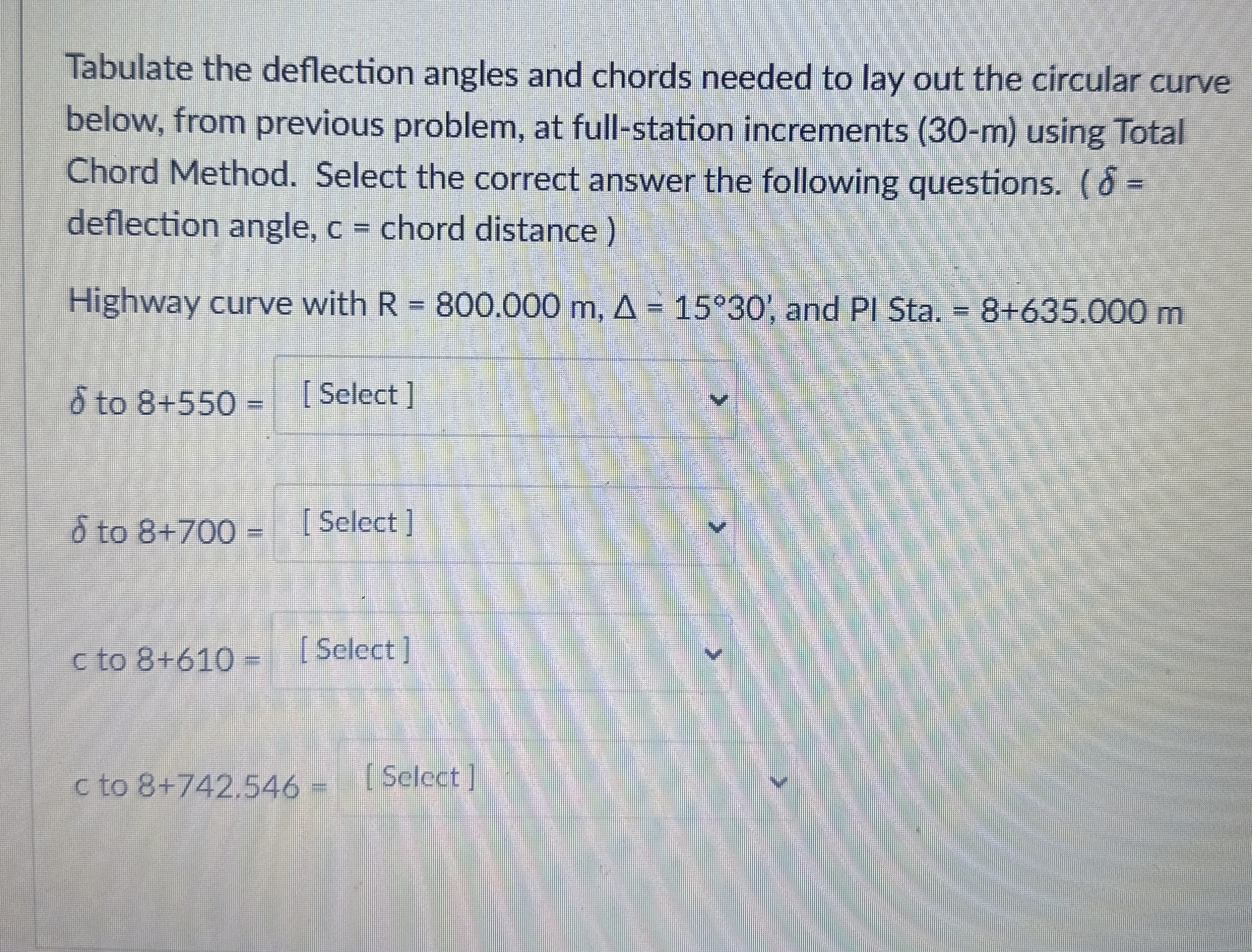 Compute L , T , E , M , LC , R , and stations of