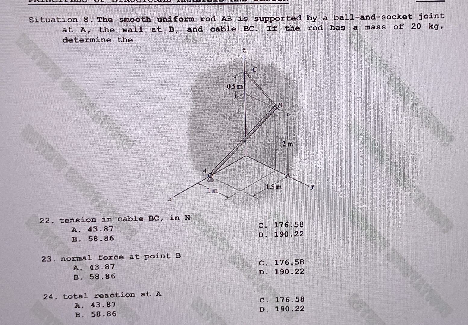 Situation 8 . The smooth uniform rod A B is