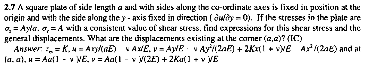 2 . 7 A square plate of side length a and with