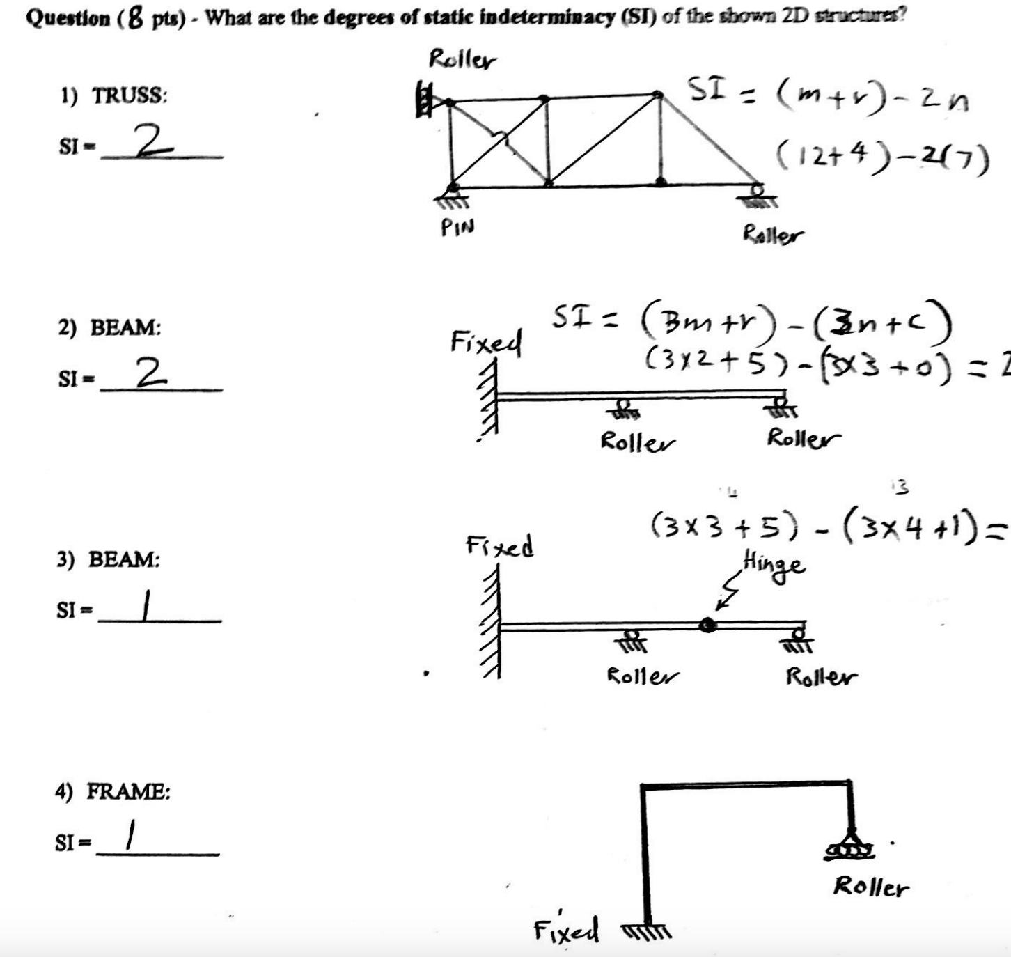 Question ( 8 pts ) - What are the degrees of