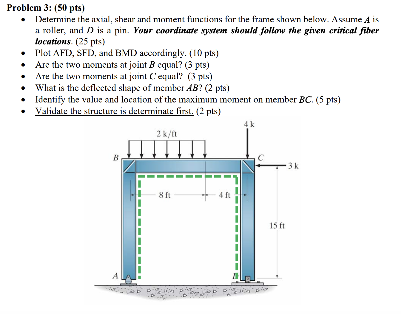 Problem 3 : ( 5 0 pts ) - Determine the axial,