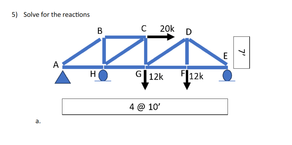 Solve for the reactions a .