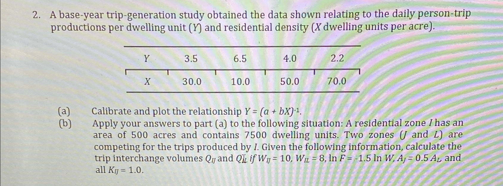 A base - year trip - generation study obtained