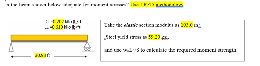 Is the beam shown below adequate for moment
