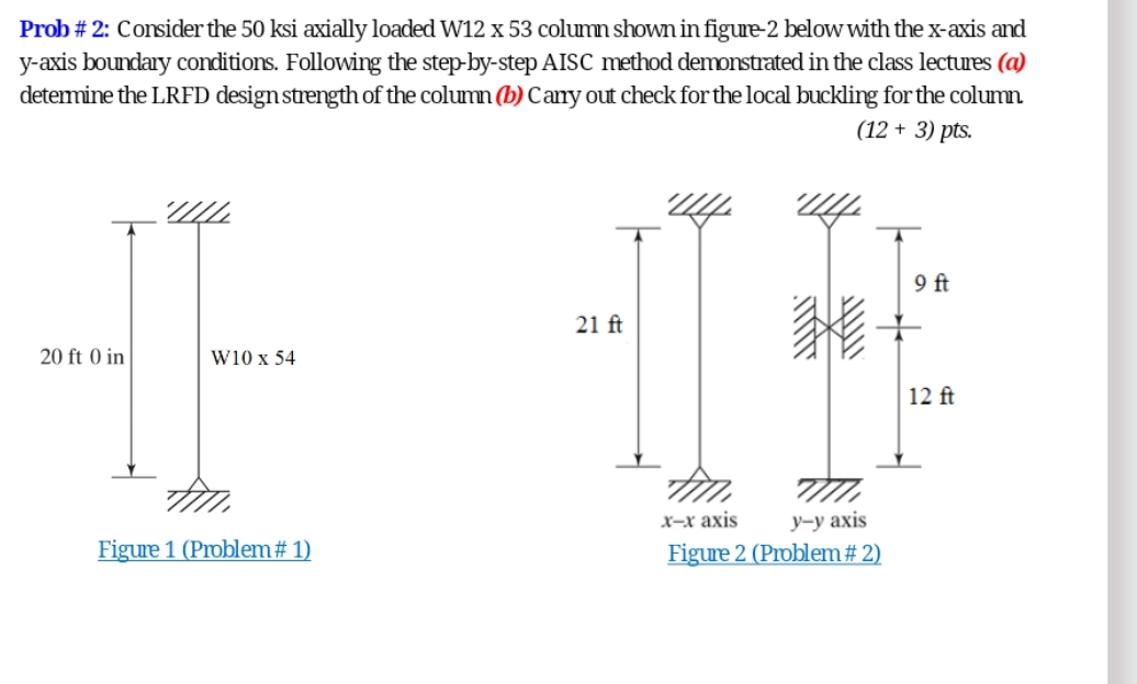 Prob # 2 : Consider the 5 0 ksi axially loaded W