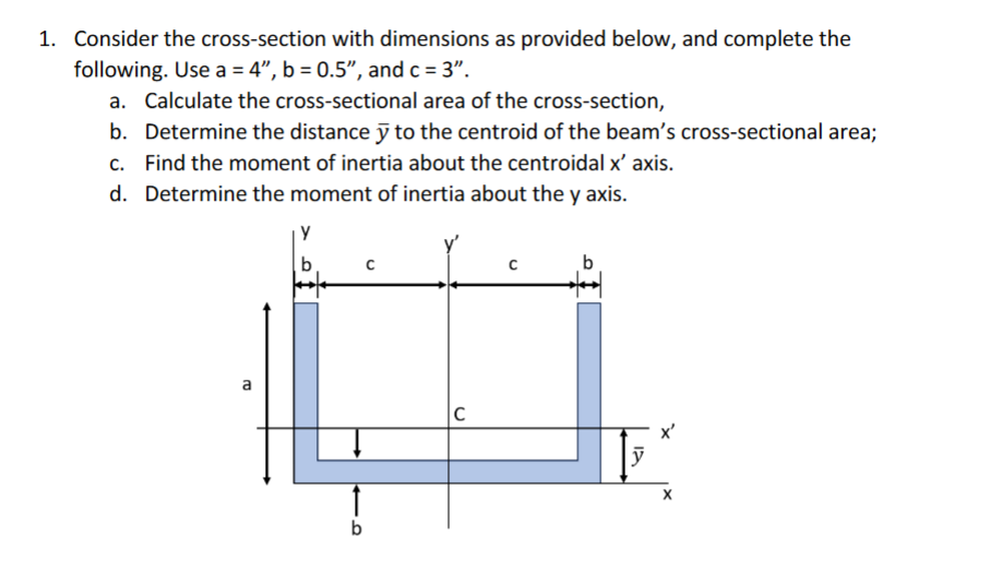 VConsider the cross - section with dimensions as