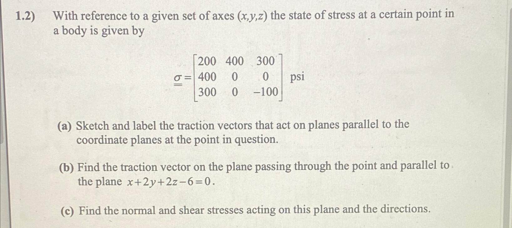 1.2) With reference to a given set of axes