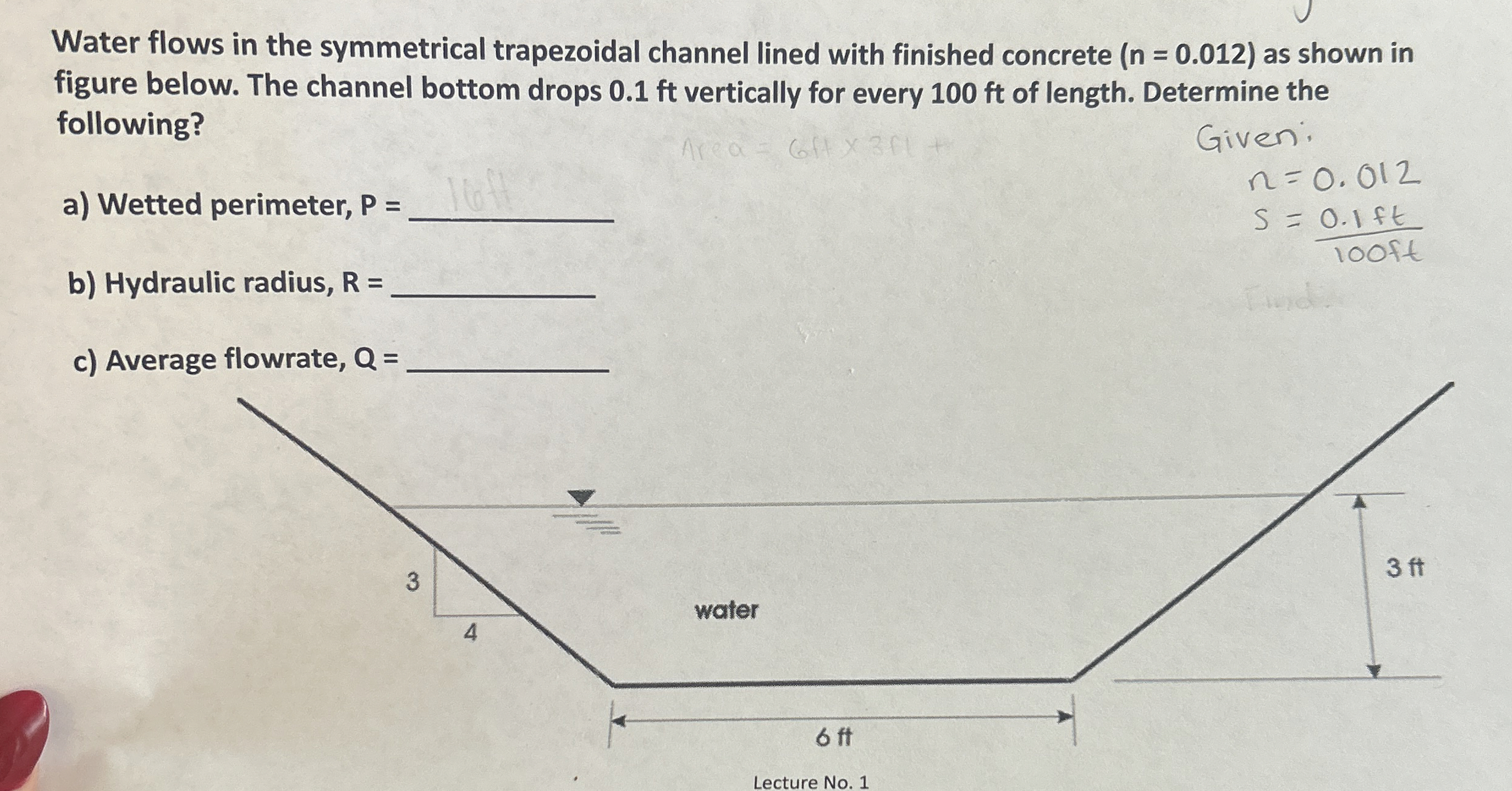 Water flows in the symmetrical trapezoidal