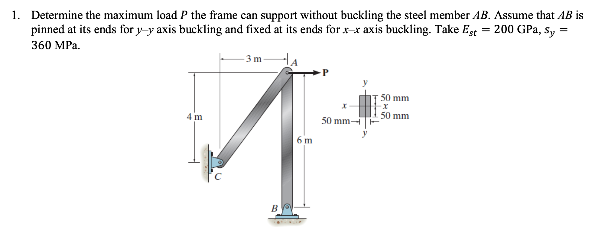 Determine the maximum load P the frame can