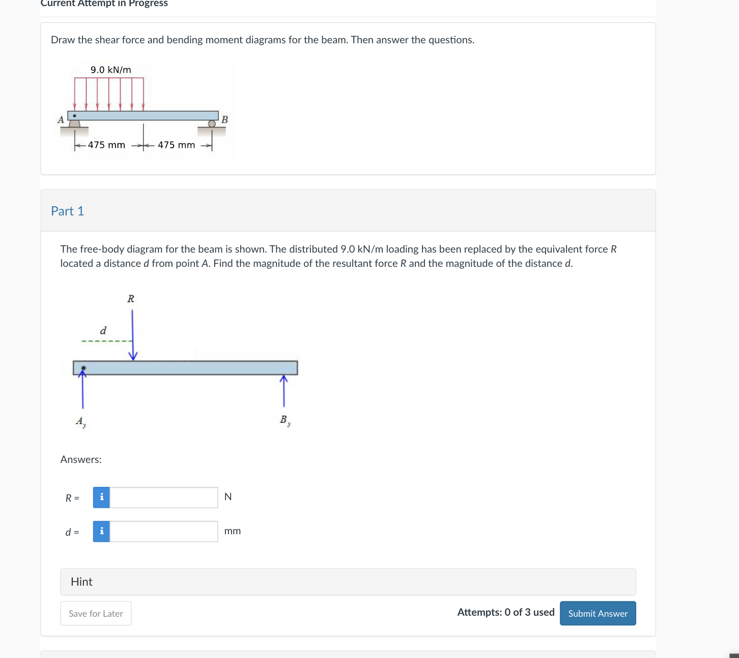 Current Attempt in Progress Draw the shear force