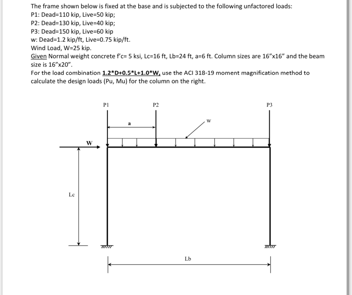 The frame shown below is fixed at the base and is