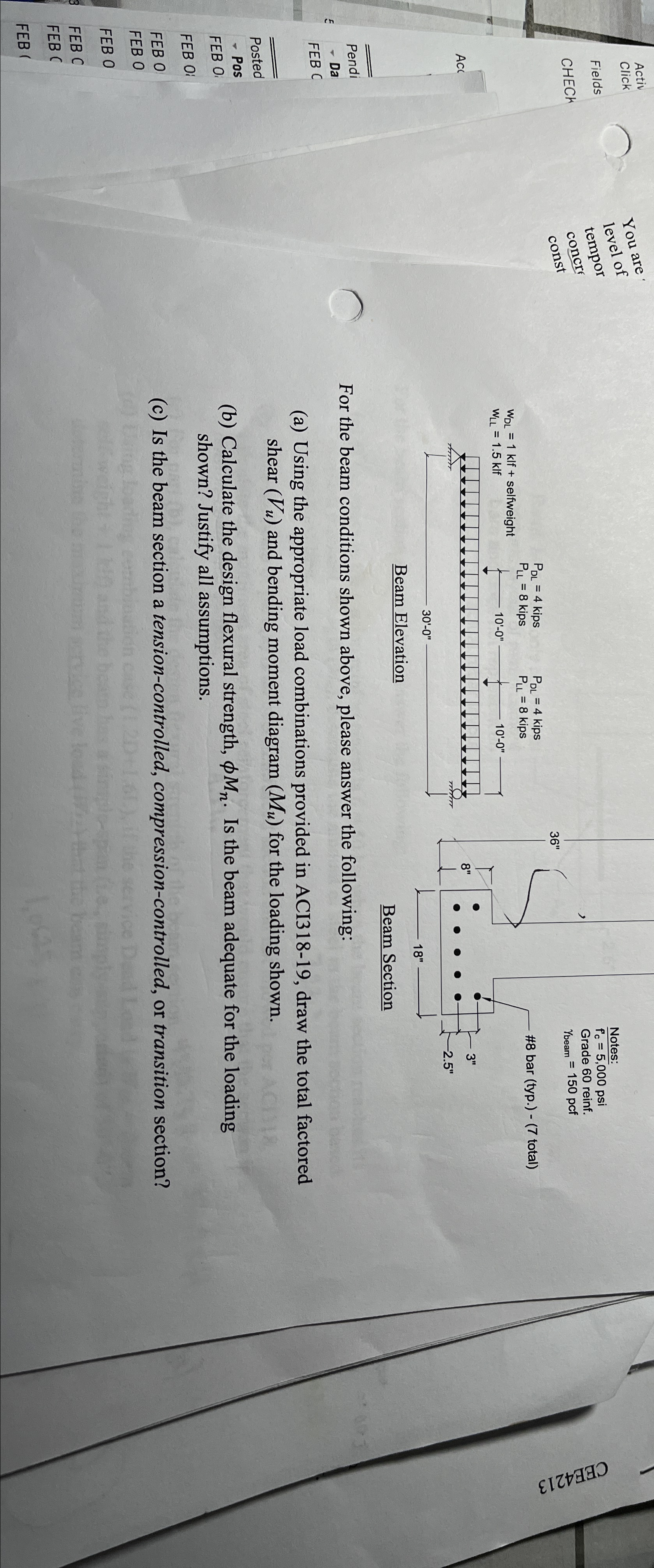 ( a ) Using the appropriate load combinations
