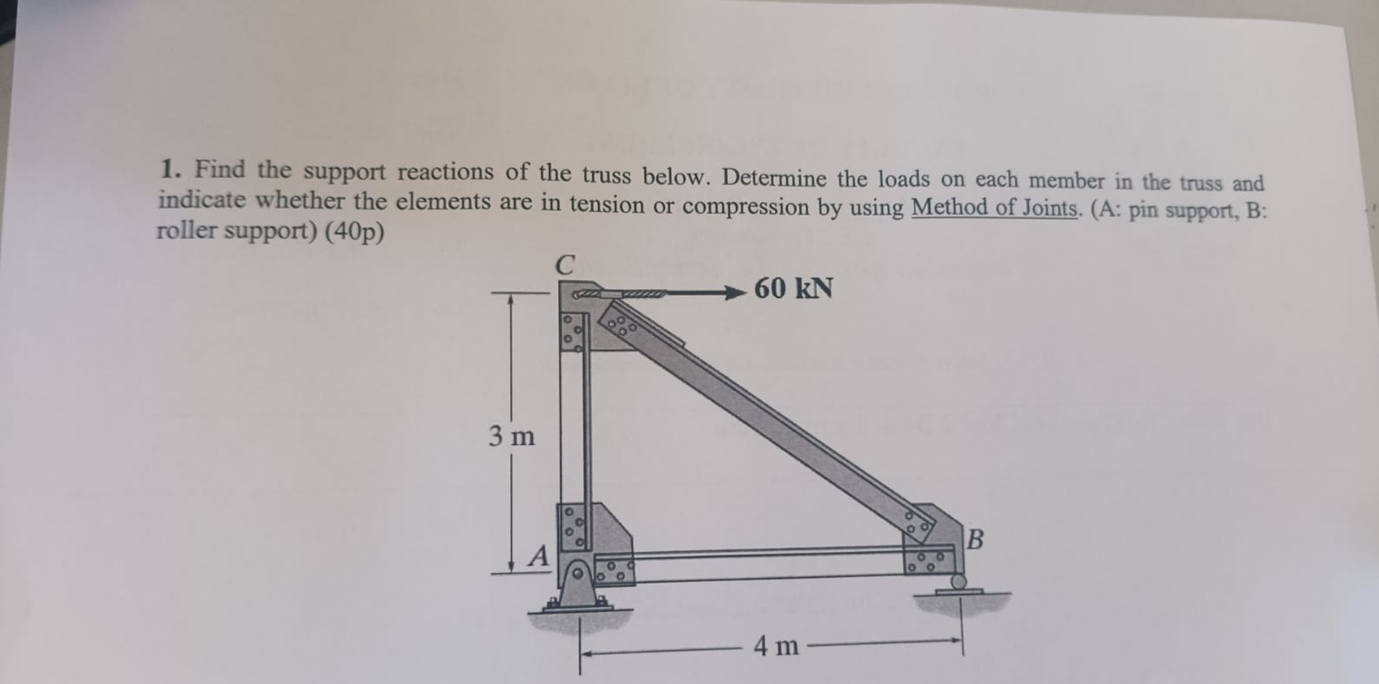 Find the support reactions of the truss below.