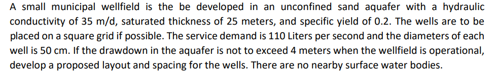 A small municipal wellfield is the be developed
