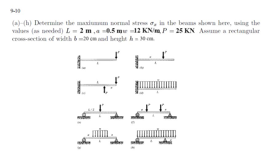 ( a ) - ( h ) Determine the maxiumum normal