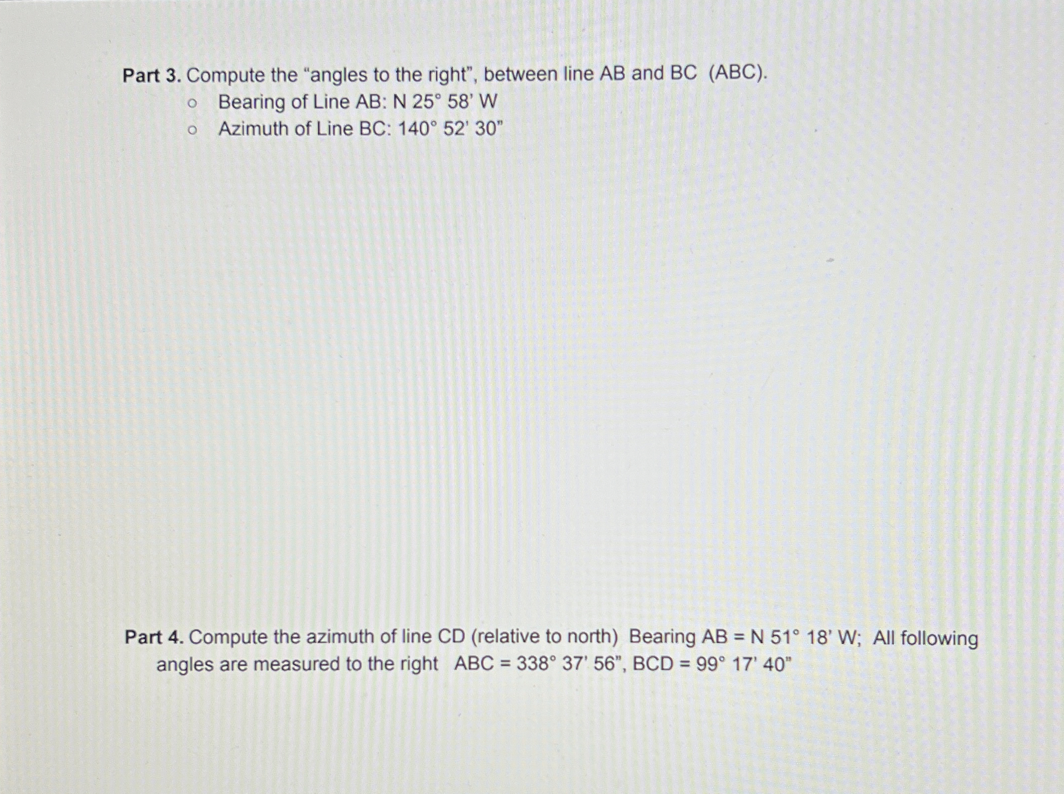 Part 3 . Compute the "angles to the right",