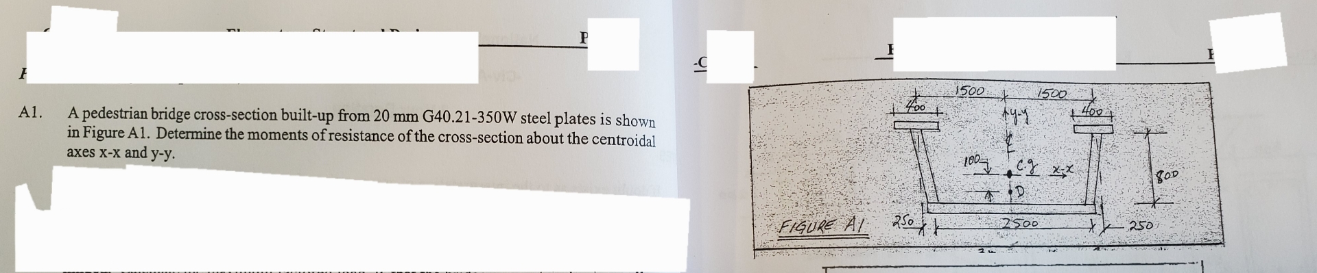 A 1 . A pedestrian bridge cross - section built -