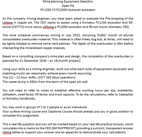 Mine planning Equipment Selection Open Pit PC 1 2