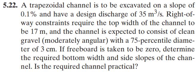 5 . 2 2 . A trapezoidal channel is to be