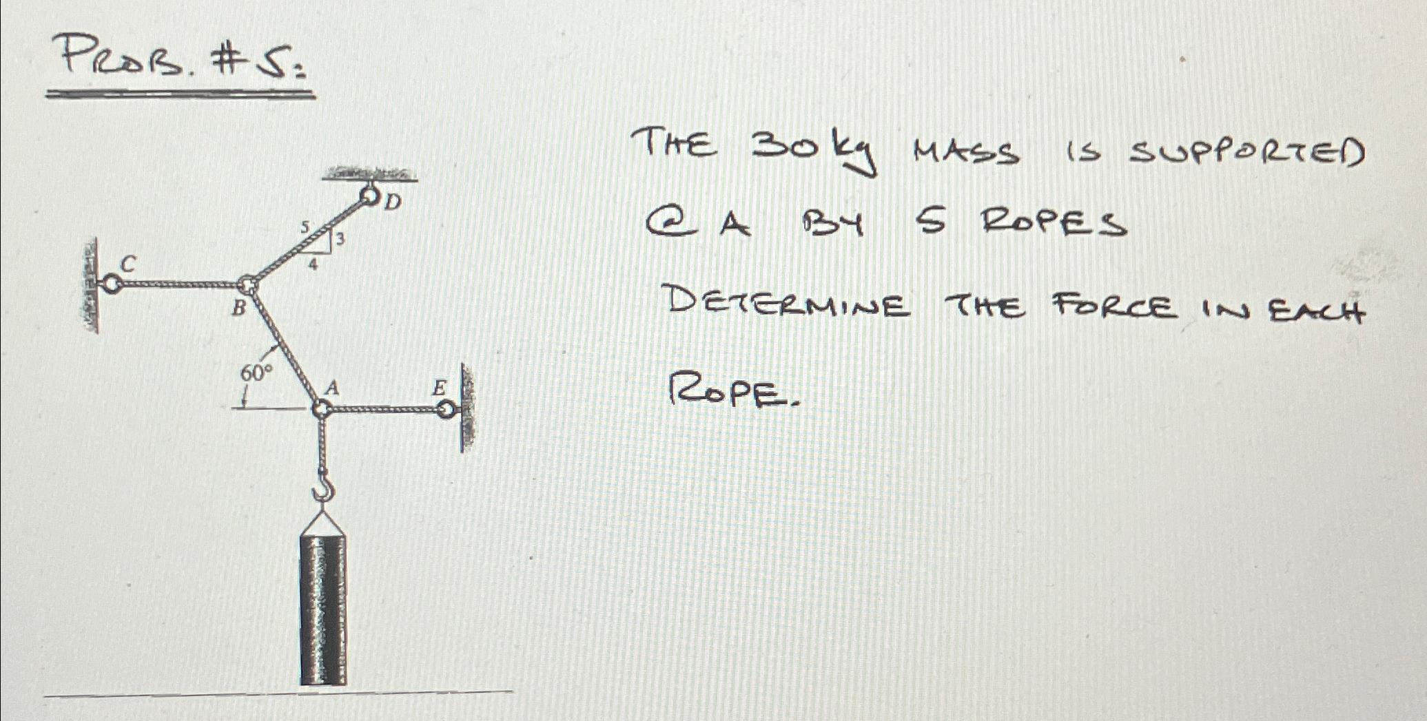 ProB. # 5 : THE 3 0 k g MASS IS SUPPORTED CA BY 5