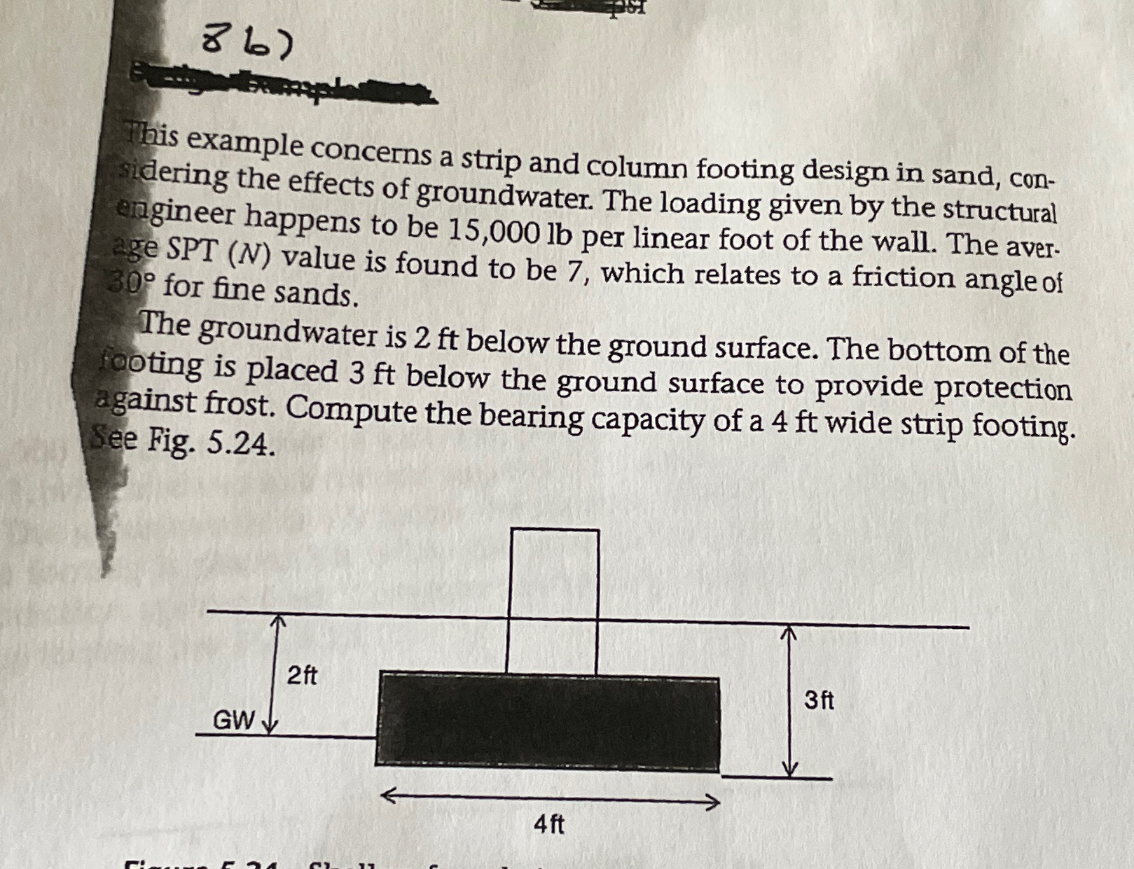 Whis example concerns a strip and column footing