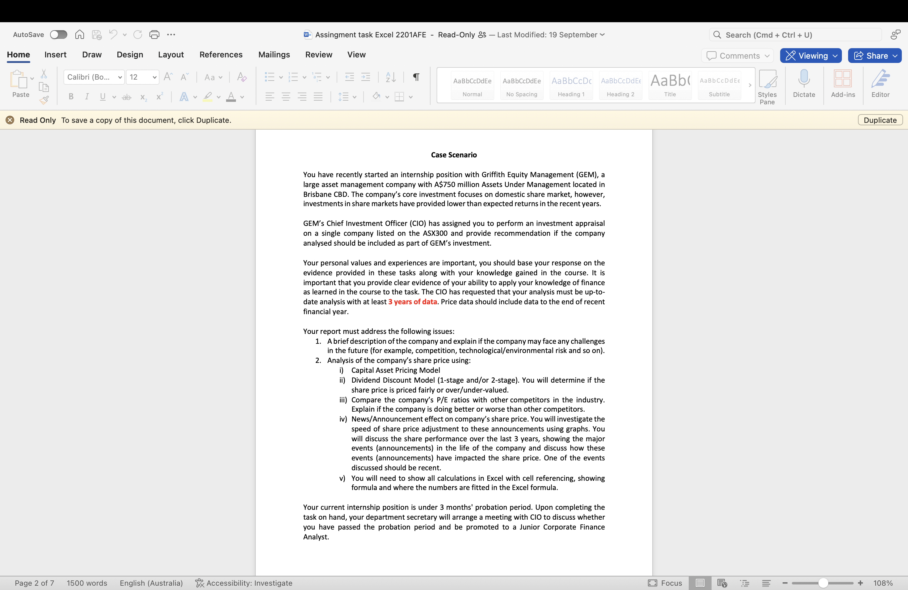 Autosave (D () @ - @- Assingment task Excel