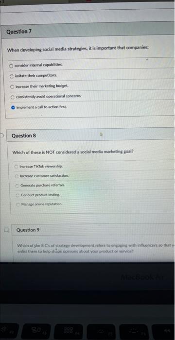 Question 7 When developing social media