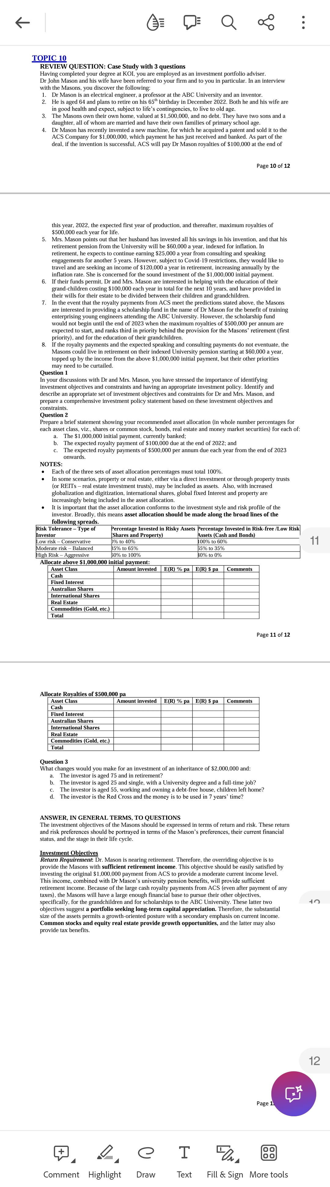 \" G Qg TOPIC 10 REVIEW QUESTION: Case Study with