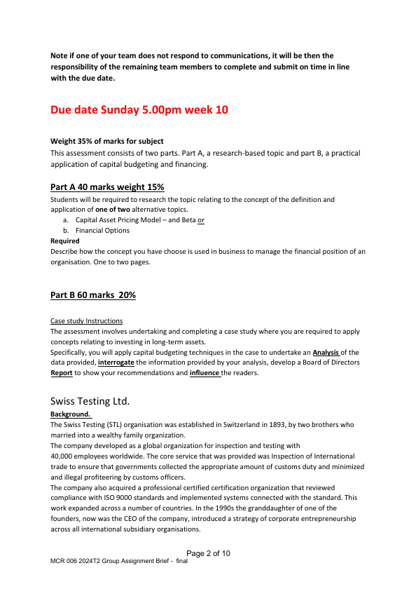 Your Task As the finance manager, your task is to