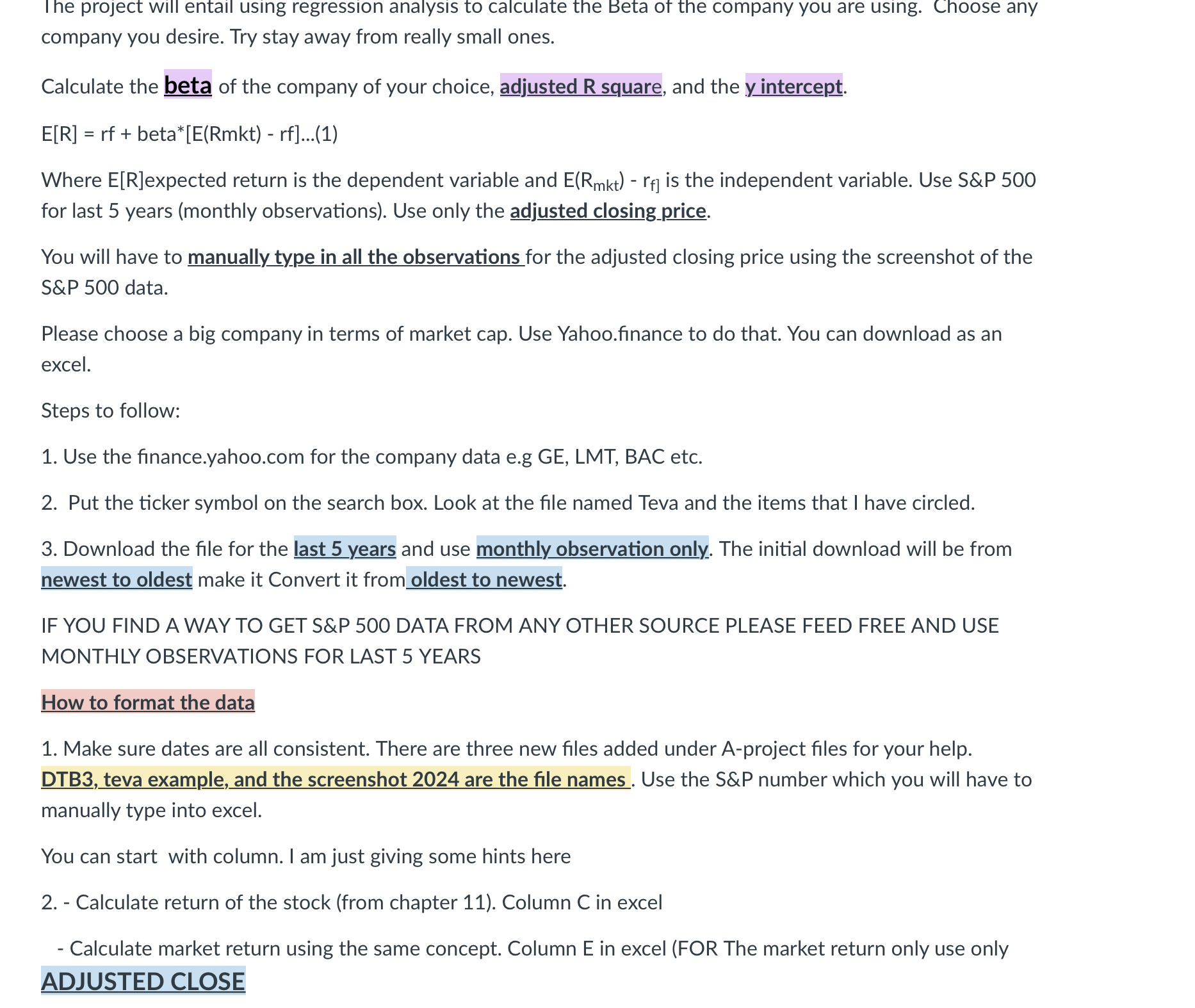 I he project will entail using regression