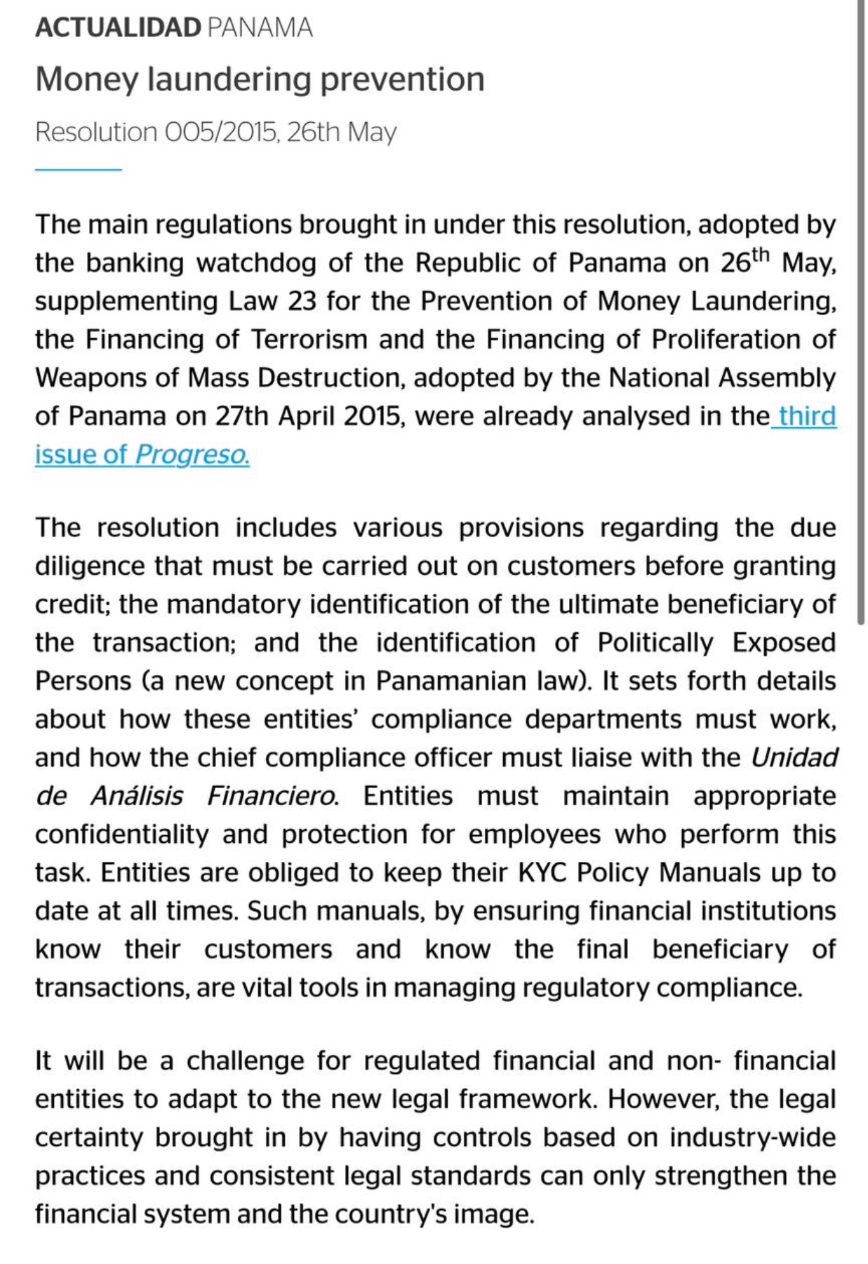 Panamas money laoundering prevention and panamas