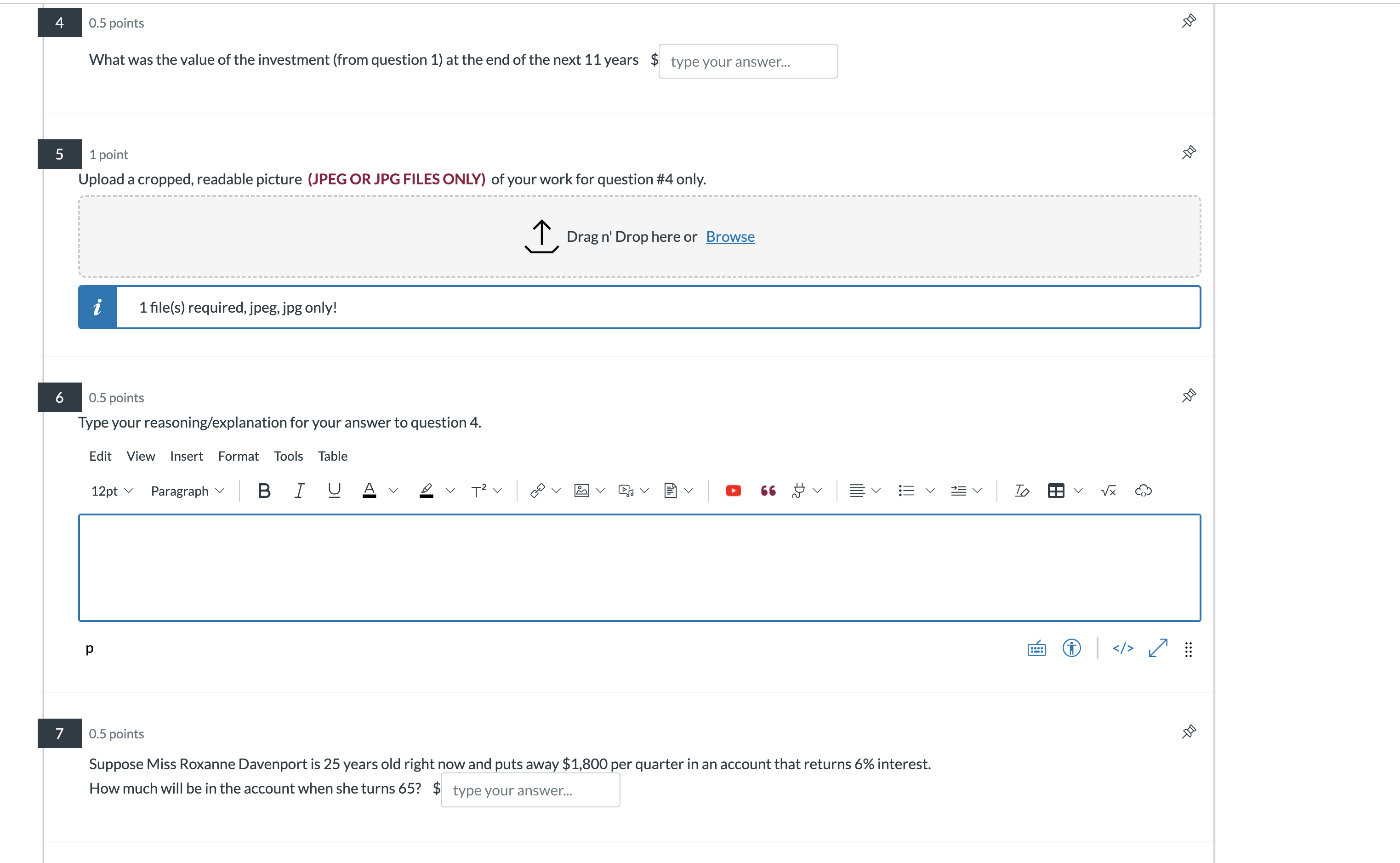 NOTE: For finance problems, the work is (1)