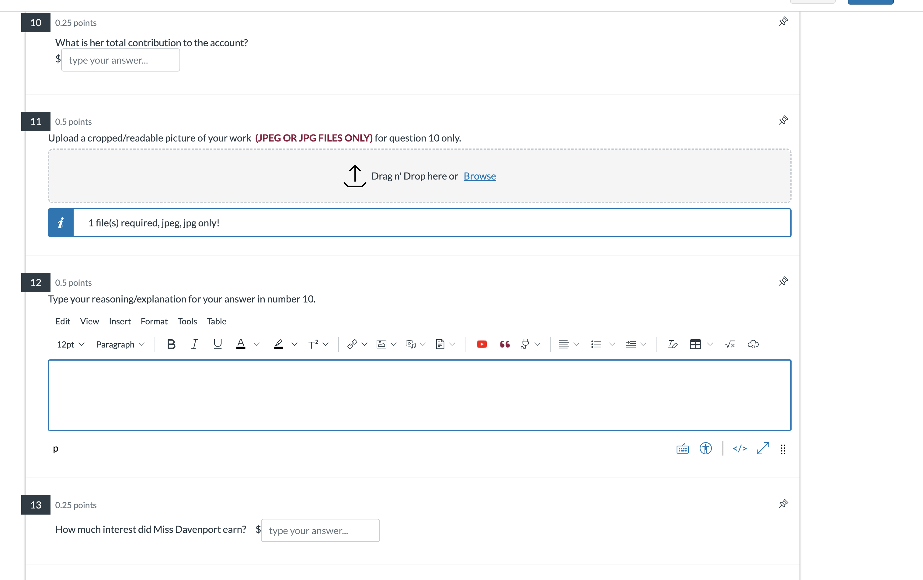 NOTE: For finance problems, the work is (1)