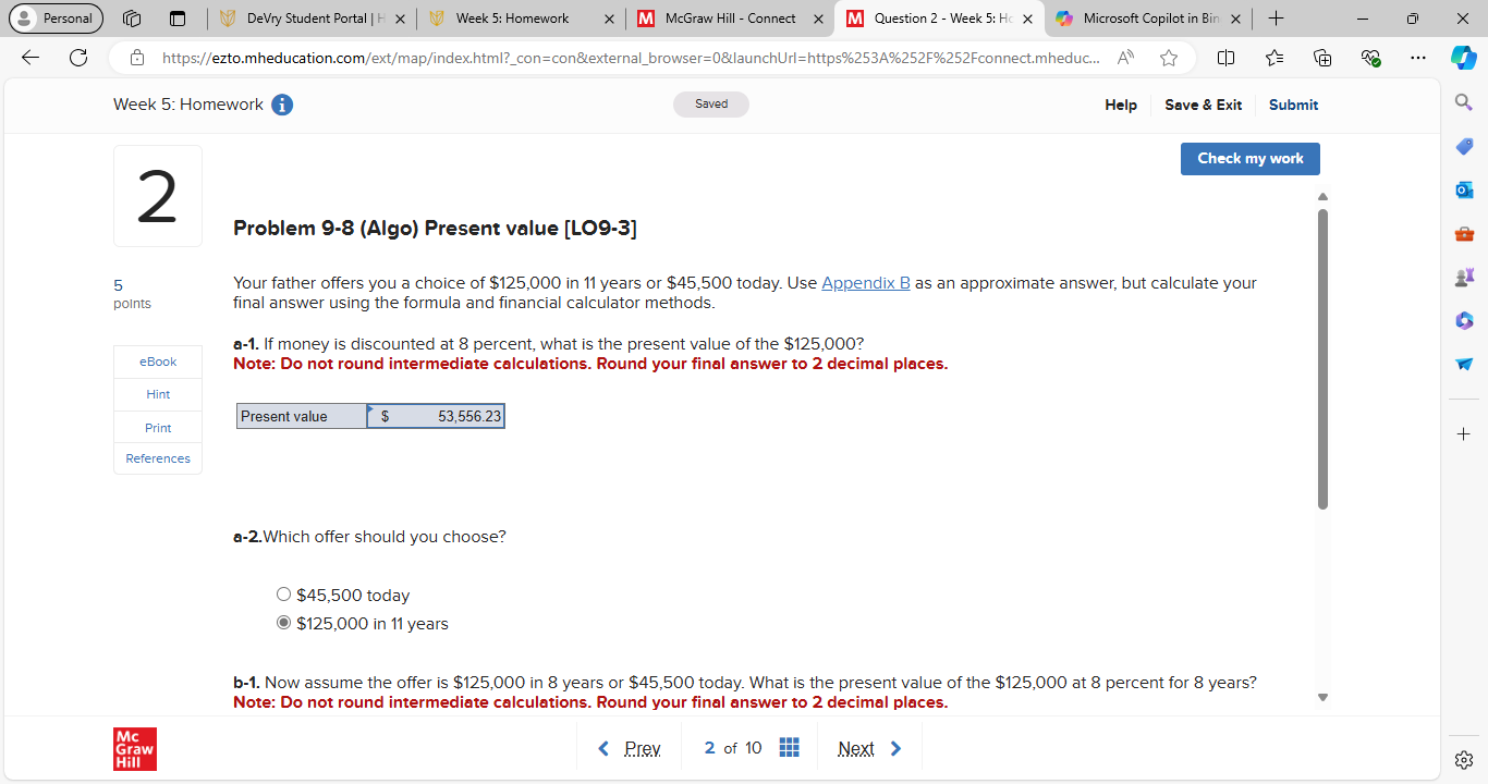 Personal DeVry Student Portal | H X ) Week 5: