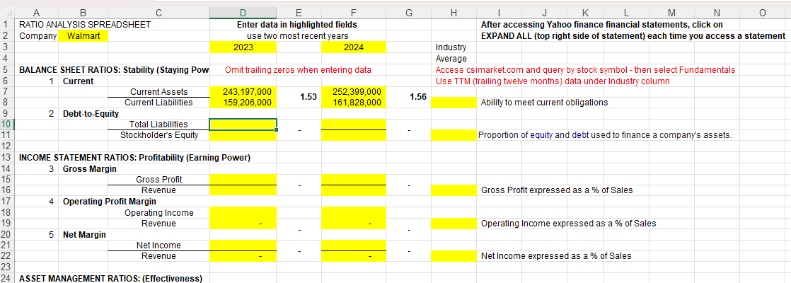 A B c D E F G H | J K L M N 0 1 | RATIO AMALYSIS