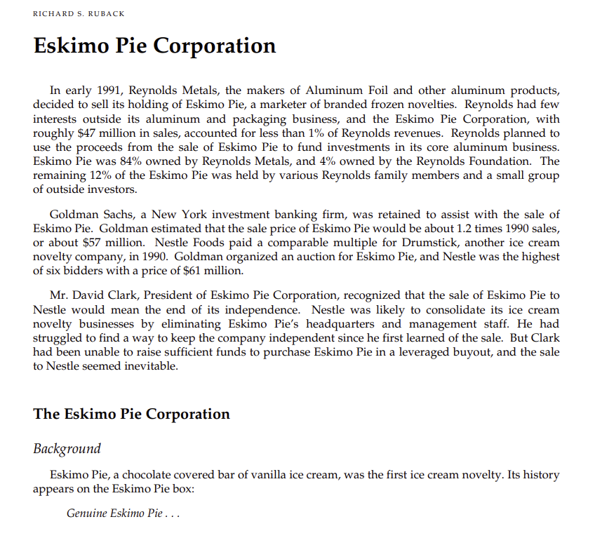 Eskimo Pie HBR Case Study 1) use 2 DV methods to