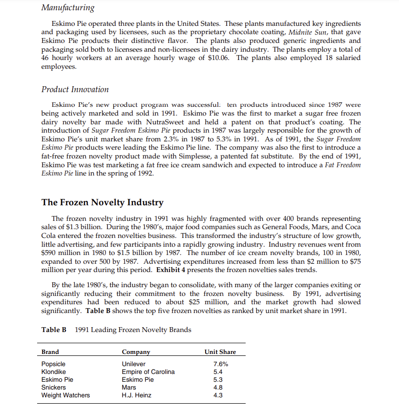 Eskimo Pie HBR Case Study 1) use 2 DV methods to